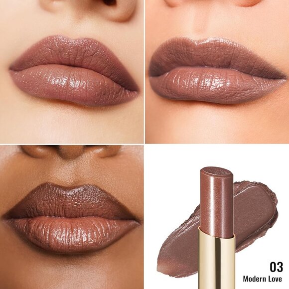 🆕 Moisture Shine Chocolate Brown Lipstick Tinted Lip Balm Dry Vegan Modern Love - Picture 3 of 10